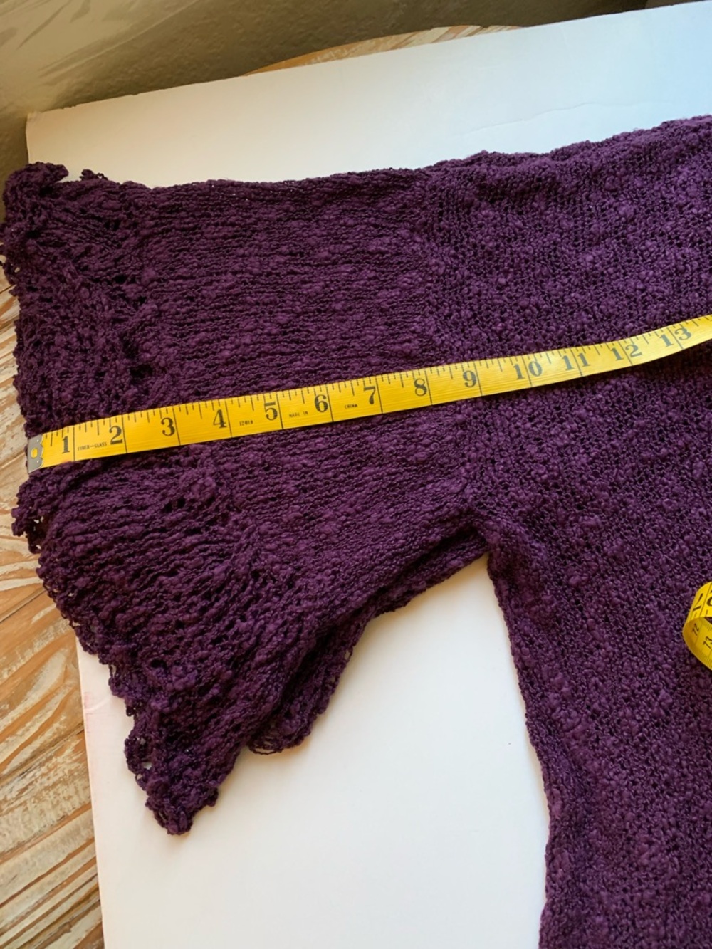Cahaya by Tanami Plum Handcrafted Ruffle Bell Sleeve Sweater NWT S/M - Picture 9 of 12